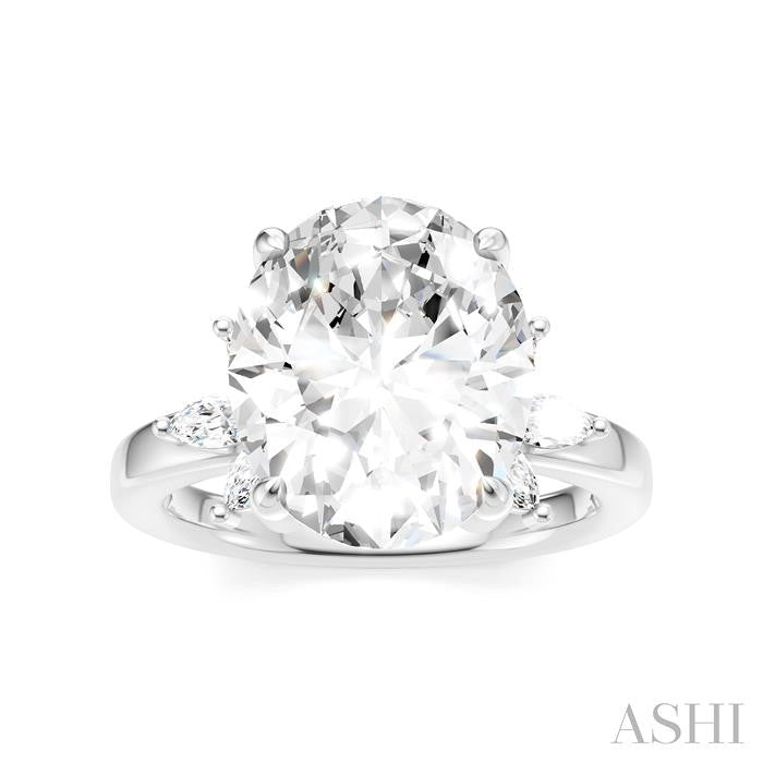 5/8 Ctw Akari Oval Shape Marquise and Round Cut Diamond Semi-Mount Engagement Ring in 14K White Gold
