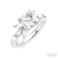 1/2 Ctw Akari Princess Shape Marquise and Round Cut Diamond Semi-Mount Engagement Ring in 14K White Gold