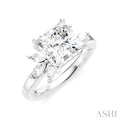 1/2 Ctw Akari Princess Shape Marquise and Round Cut Diamond Semi-Mount Engagement Ring in 14K White Gold