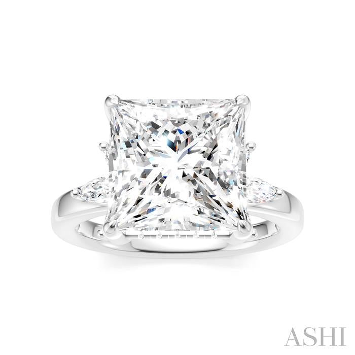 5/8 Ctw Akari Princess Shape Marquise and Round Cut Diamond Semi-Mount Engagement Ring in 14K White Gold