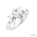 1/2 Ctw Akari Pear Shape Marquise and Round Cut Diamond Semi-Mount Engagement Ring in 14K White Gold