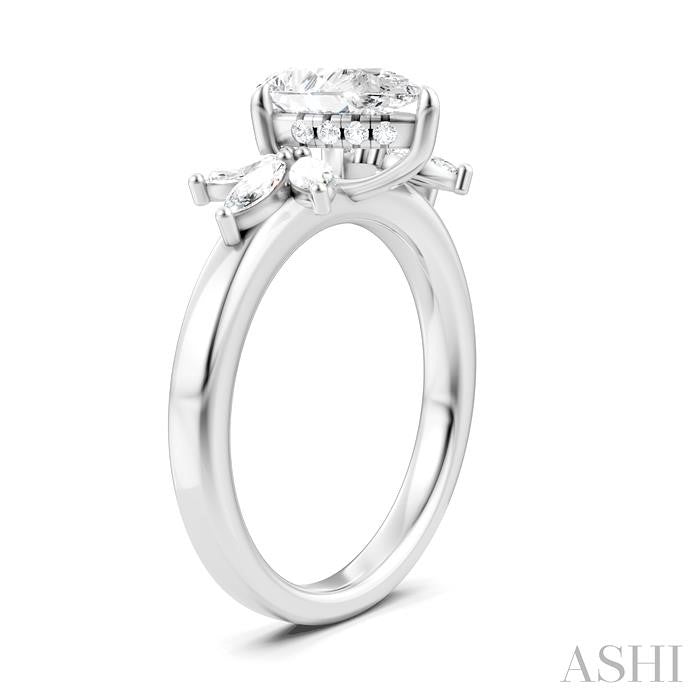 1/2 Ctw Akari Pear Shape Marquise and Round Cut Diamond Semi-Mount Engagement Ring in 14K White Gold