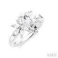 1/2 Ctw Akari Pear Shape Marquise and Round Cut Diamond Semi-Mount Engagement Ring in 14K White Gold