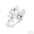 5/8 Ctw Akari Pear Shape Marquise and Round Cut Diamond Semi-Mount Engagement Ring in 14K White Gold
