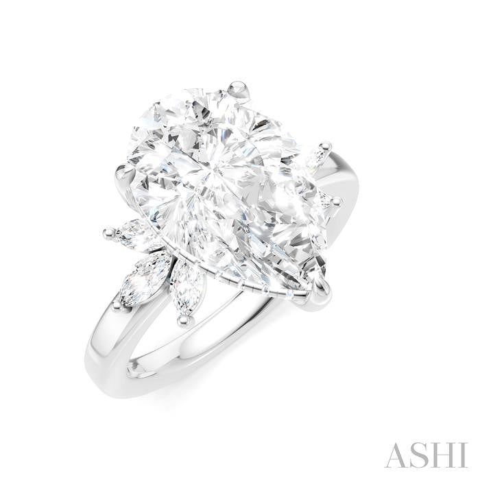 5/8 Ctw Akari Pear Shape Marquise and Round Cut Diamond Semi-Mount Engagement Ring in 14K White Gold