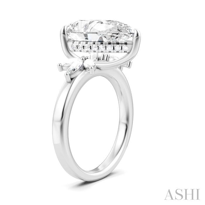 5/8 Ctw Akari Pear Shape Marquise and Round Cut Diamond Semi-Mount Engagement Ring in 14K White Gold