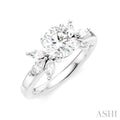 1/2 Ctw Akari Circular Shape Marquise and Round Cut Diamond Semi-Mount Engagement Ring in 14K White Gold
