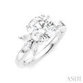 1/2 Ctw Akari Circular Shape Marquise and Round Cut Diamond Semi-Mount Engagement Ring in 14K White Gold