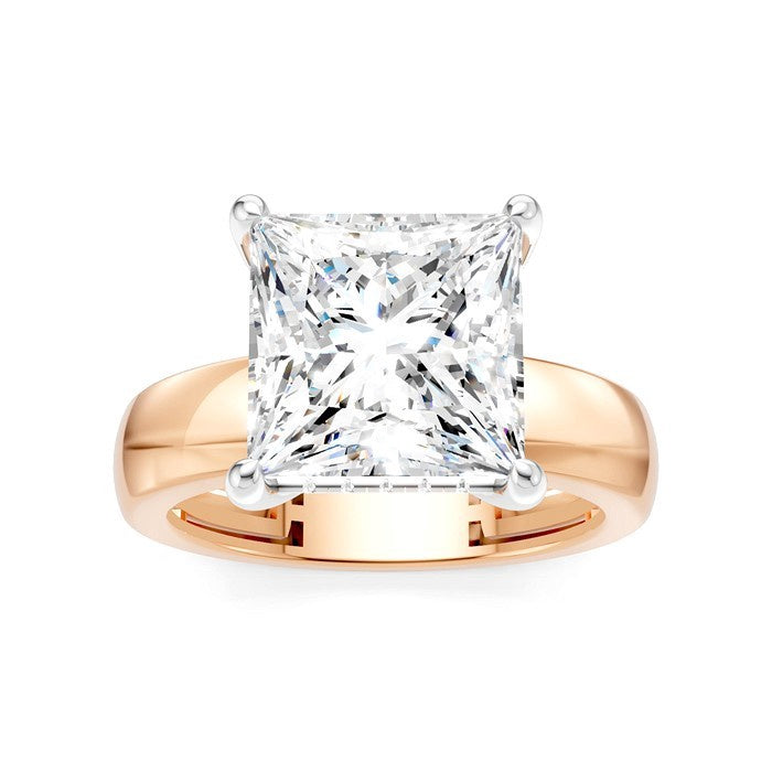 1/8 Ctw Princess Shape Round Cut Diamond Semi-Mount Engagement Ring in 14K Rose and White Gold
