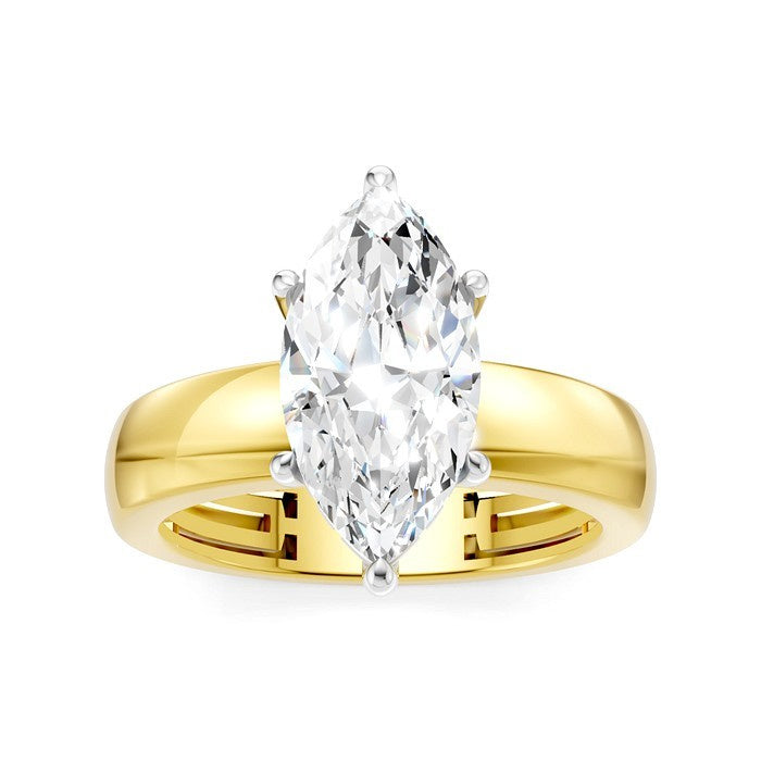 1/10 Ctw Akari Marquise Shape Round Cut Diamond Semi Mount Engagement Ring in 14K Yellow and White Gold