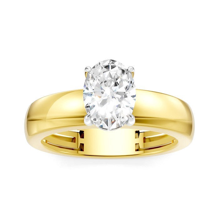 1/20 Ctw Oval Shape Round Cut Diamond Semi-Mount Engagement Ring in 14K Yellow and White Gold