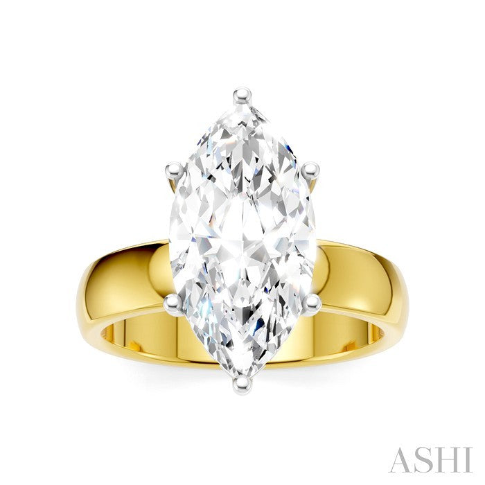 1/10 Ctw Akari Marquise Shape Round Cut Diamond Semi Mount Engagement Ring in 14K Yellow and White Gold