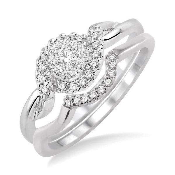 1/4 Ctw Diamond Wedding Set with 1/5 Ctw Shine Bright Round Cut Engagement Ring and 1/20 Ctw Wedding Band in 14K White Gold