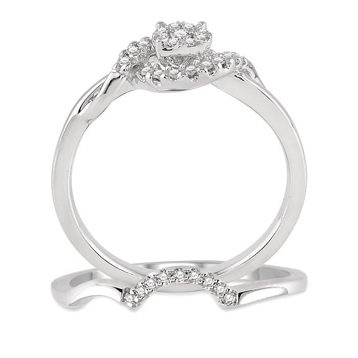 1/4 Ctw Diamond Wedding Set with 1/5 Ctw Shine Bright Round Cut Engagement Ring and 1/20 Ctw Wedding Band in 14K White Gold