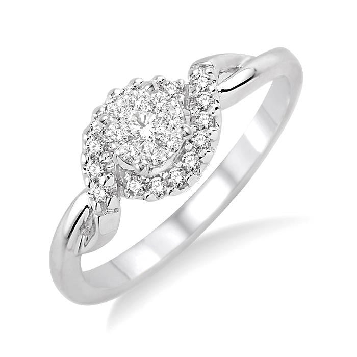 1/5 Ctw Shine Bright Round Cut Diamond Engagement Ring in 14K White Gold
