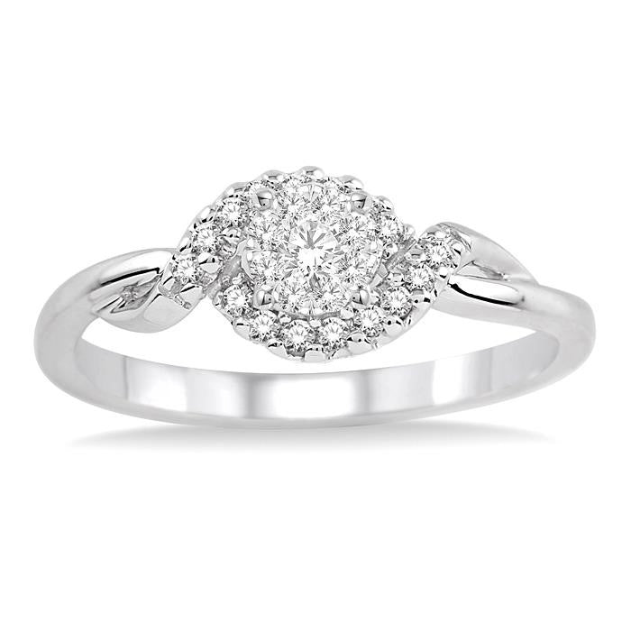 1/5 Ctw Shine Bright Round Cut Diamond Engagement Ring in 14K White Gold