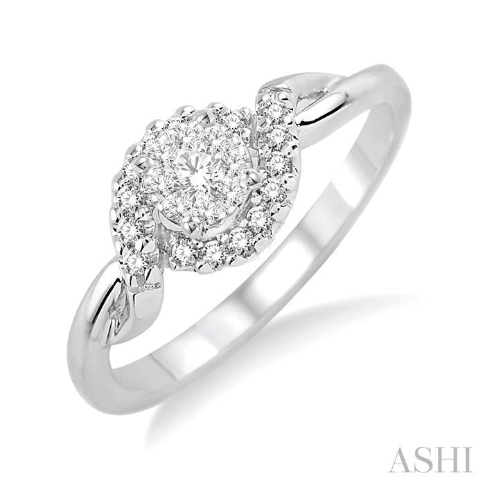 1/5 Ctw Shine Bright Round Cut Diamond Engagement Ring in 14K White Gold
