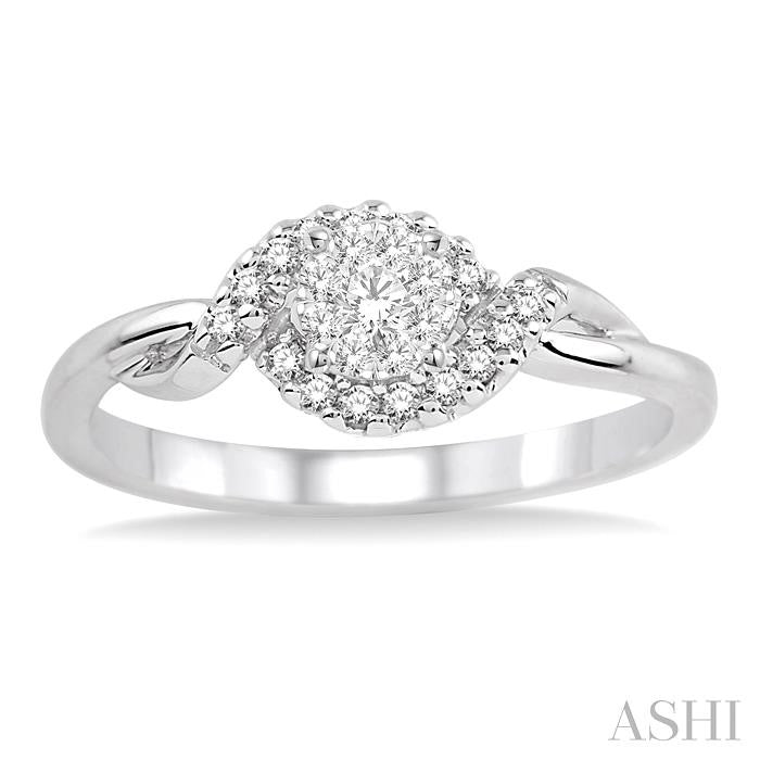 1/5 Ctw Shine Bright Round Cut Diamond Engagement Ring in 14K White Gold