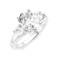 1/2 Ctw Tri-Mount Past, Present and Future Oval Shape Center Round Cut Diamond Semi-Mount Engagement Ring in 14K White Gold