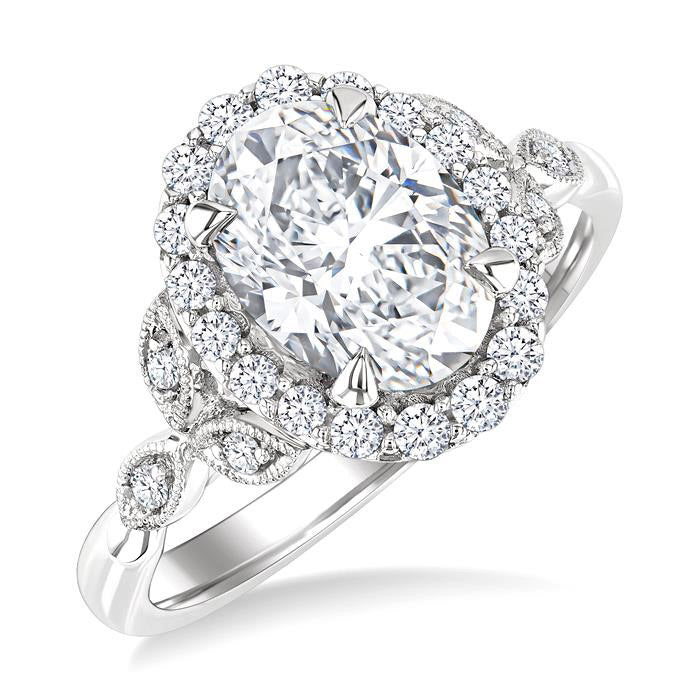 Jasmine Oval Shape Semi-Mount Halo Diamond Engagement Ring