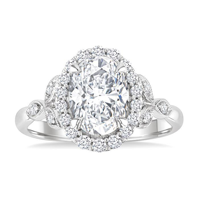 Jasmine Oval Shape Semi-Mount Halo Diamond Engagement Ring