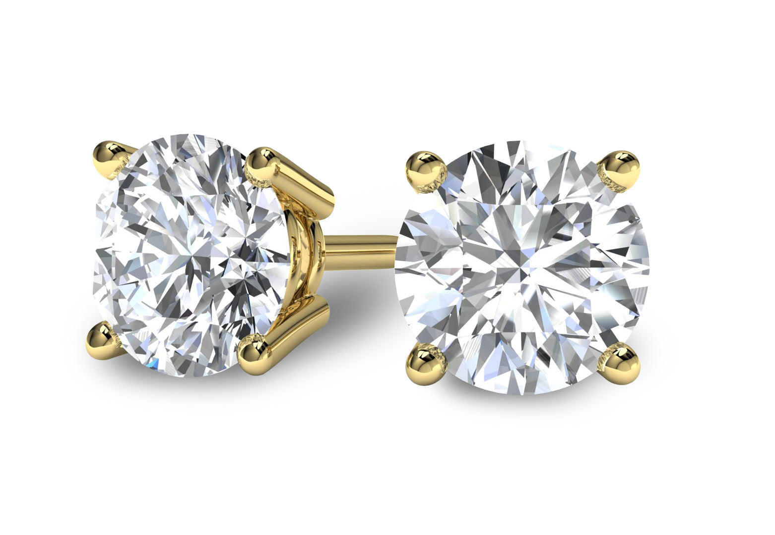 Yellow Gold Diamond Earrings front view