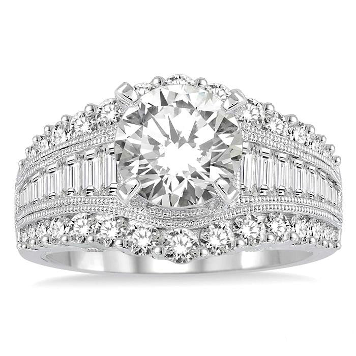 Round Shape Semi-Mount Diamond Engagement Ring
