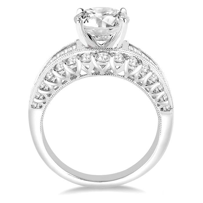 Round Shape Semi-Mount Diamond Engagement Ring