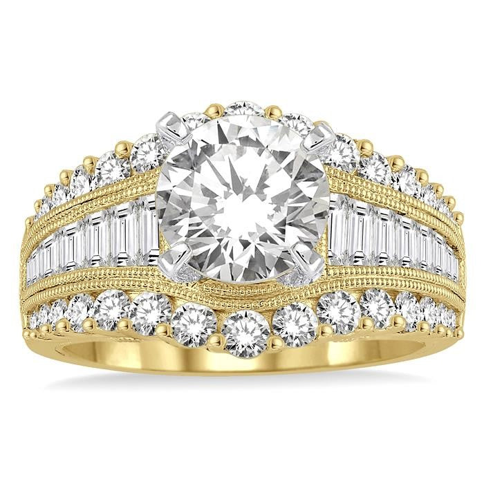 1 1/2 Ctw Diamond Semi-Mount Engagement Ring in 14K Yellow and White Gold
