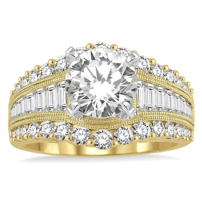 Round Shape Semi-Mount Diamond Engagement Ring