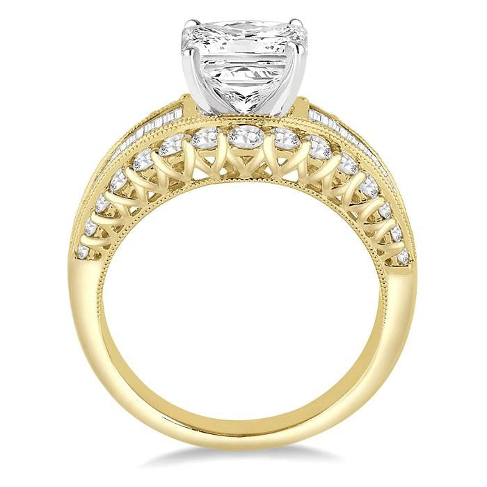 Round Shape Semi-Mount Diamond Engagement Ring