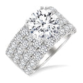2 1/6 Ctw Wide Four Row Round Cut Diamond Semi-Mount Engagement Ring in 14K White Gold