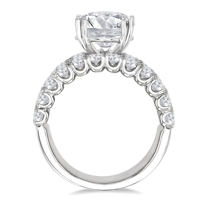 2 1/6 Ctw Wide Four Row Round Cut Diamond Semi-Mount Engagement Ring in 14K White Gold