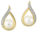 14K YG 1/25 ct. tw. Diamond & 2 ct. tw. Pearl Stud Earring