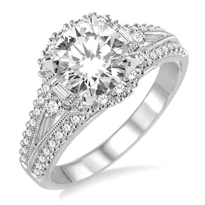 Round Shape Semi-Mount Halo Diamond Engagement Ring