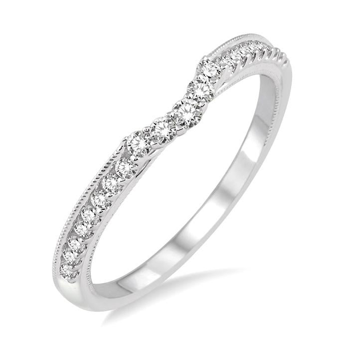 1/4 Ctw Round Cut Diamond Wedding Band in 14K White Gold