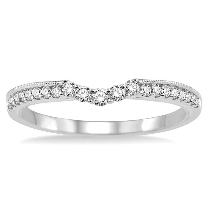 1/4 Ctw Round Cut Diamond Wedding Band in 14K White Gold