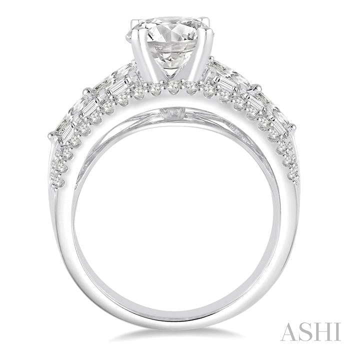 1 1/5 Ctw Diamond Semi-Mount Engagement Ring in 14K White Gold