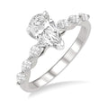 3/8 Ctw Pear Shape Marquise & Round Cut Diamond Semi-Mount Engagement Ring in 14K White Gold