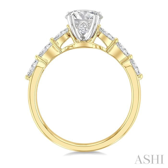 3/8 Ctw Marquise Cut Diamond Semi-Mount Engagement Ring in 14K Yellow and White Gold
