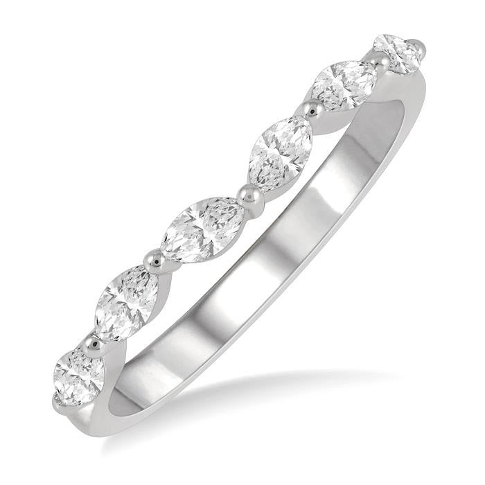 1/3 Ctw Marquise Cut Diamond Wedding Band in 14K White Gold