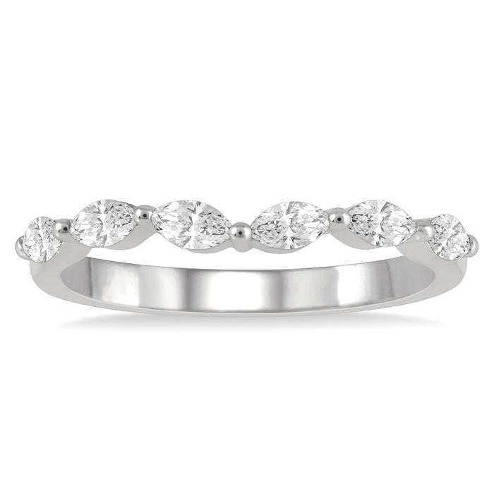 1/3 Ctw Marquise Cut Diamond Wedding Band in 14K White Gold
