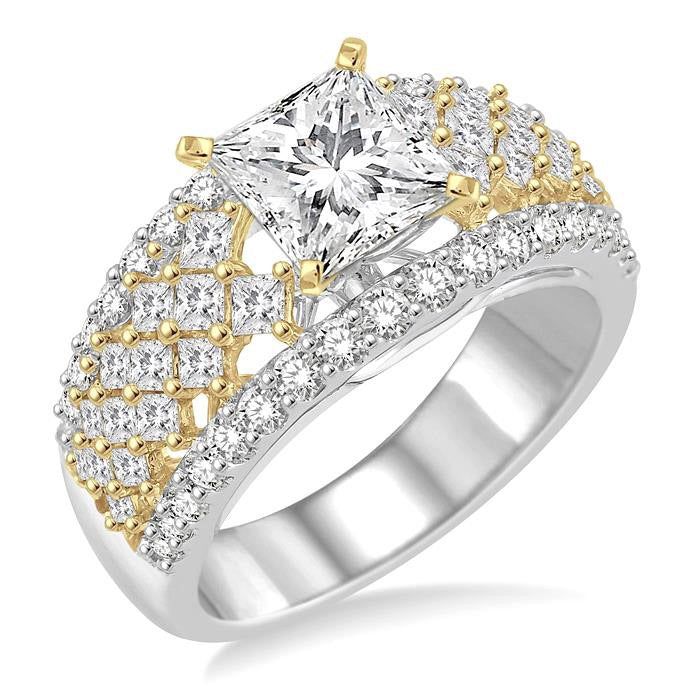 Princess Shape Semi-Mount Diamond Engagement Ring
