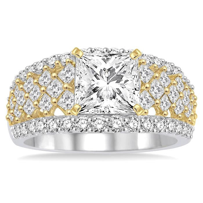 Princess Shape Semi-Mount Diamond Engagement Ring