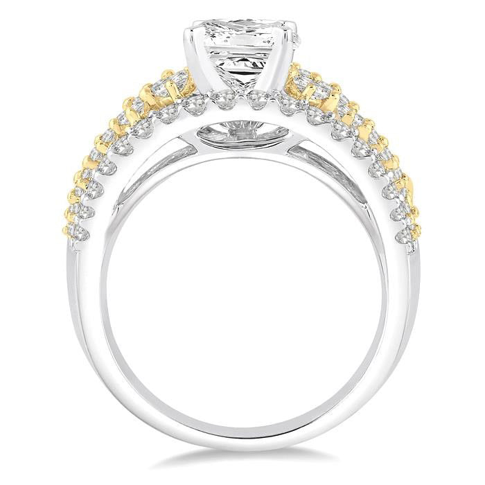 Princess Shape Semi-Mount Diamond Engagement Ring
