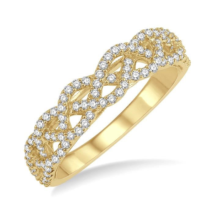 1/3 Ctw Lattice Round Cut Diamond Wedding Band in 14K Yellow Gold