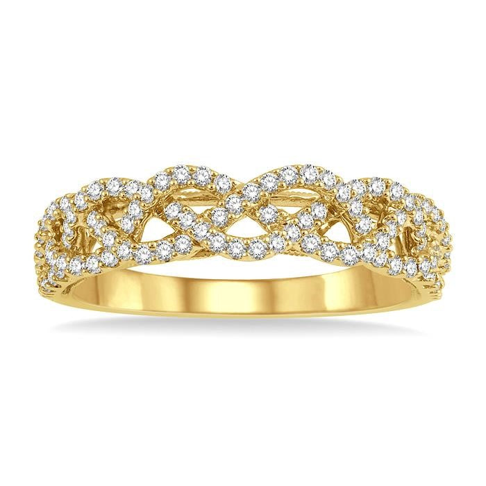 1/3 Ctw Lattice Round Cut Diamond Wedding Band in 14K Yellow Gold