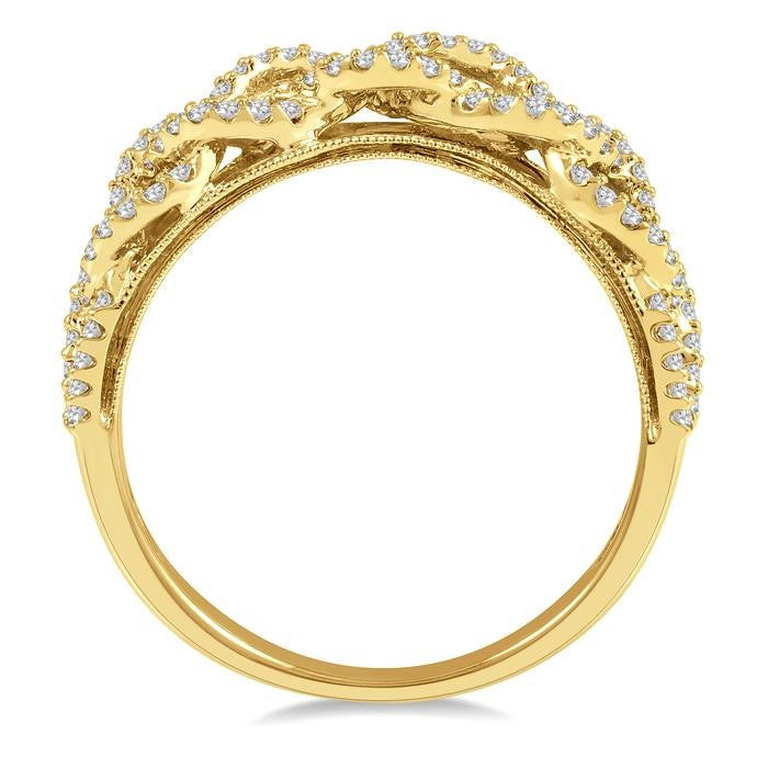 1/3 Ctw Lattice Round Cut Diamond Wedding Band in 14K Yellow Gold