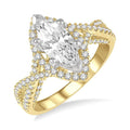 Marquise Shape Semi-Mount Halo Diamond Engagement Ring
