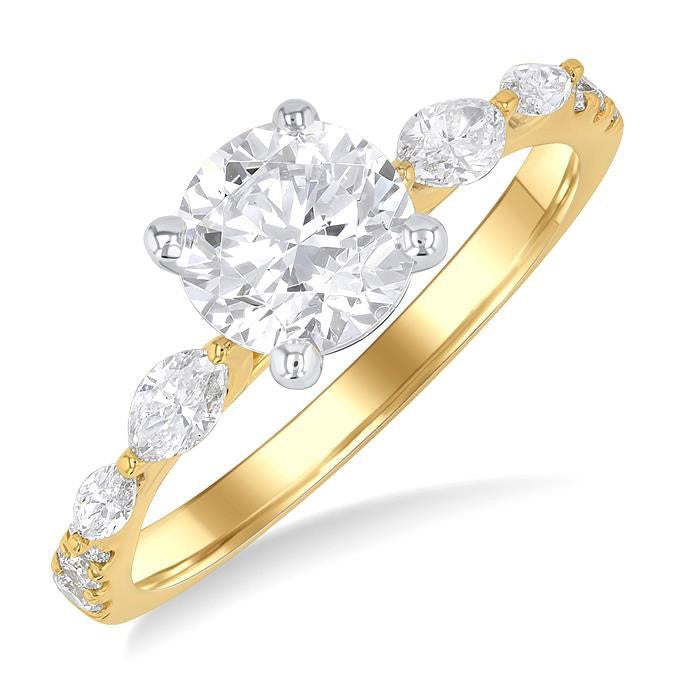 Round Shape Semi-Mount Diamond Engagement Ring